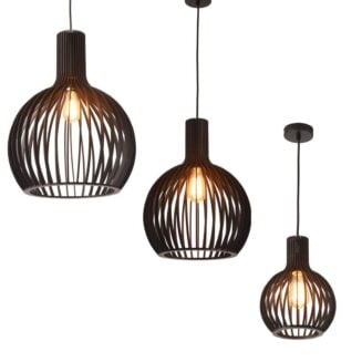 Boaz Black Timber Cage Pendant Light