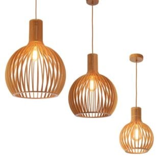 Boaz Natural Timber Cage Pendant Light