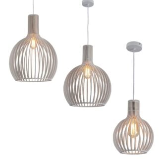 Boaz White Timber Cage Pendant Light