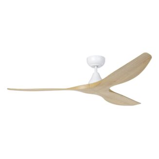 Eglo Surf 60in DC Matt White Ceiling Fan with Oak Blades