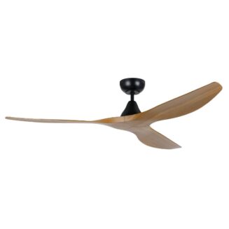 Eglo Surf 60in DC Matt Black Ceiling Fan with Burmese Teak Blades