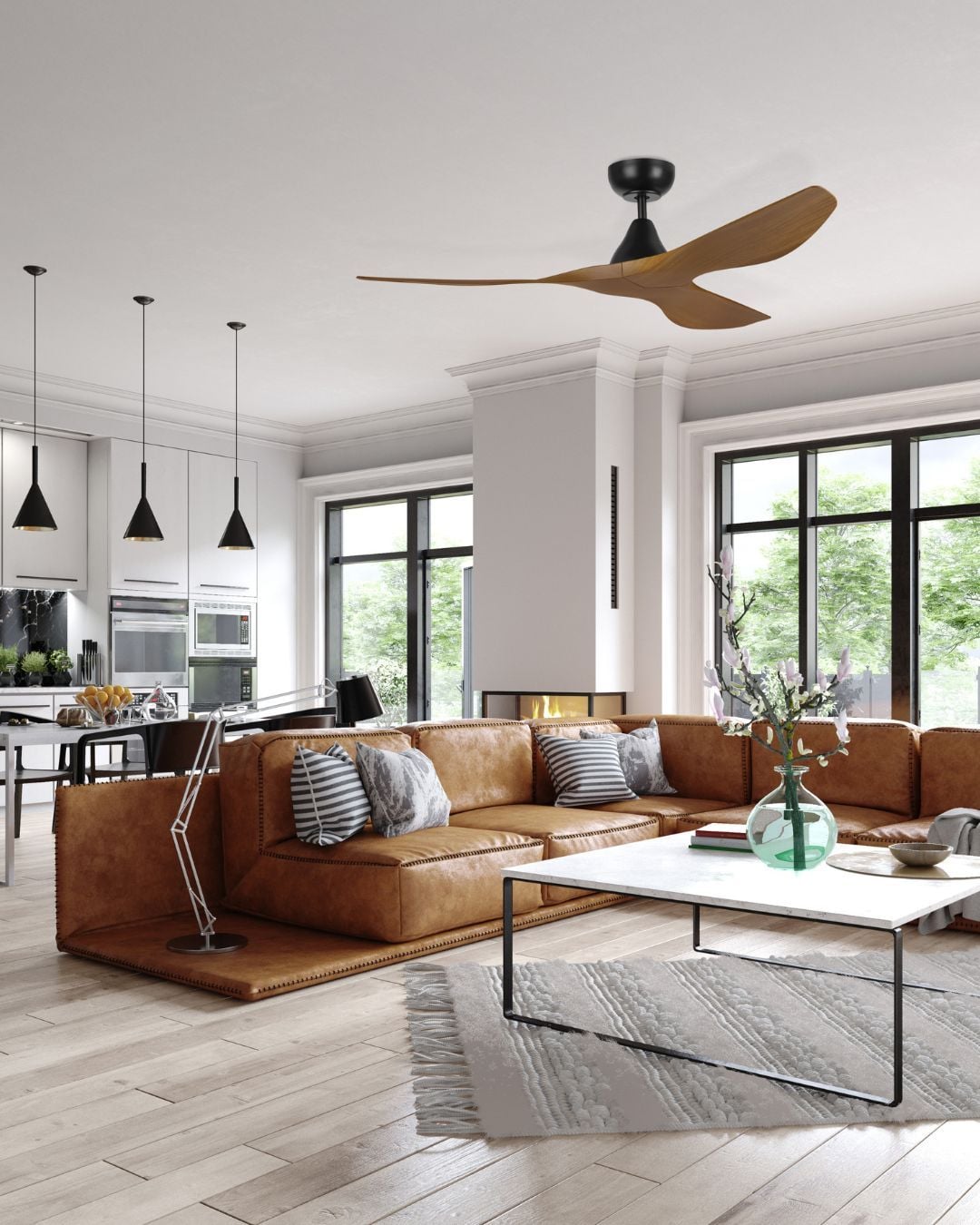 Eglo Surf 60in DC Matt Black Ceiling Fan with Burmese Teak Blades - Eglo Surf 60in DC Matt Black Ceiling Fan with Burmese Teak Blades Eglo Surf 60in DC Matt Black Ceiling Fan with Burmese Teak Blades - Image 5
